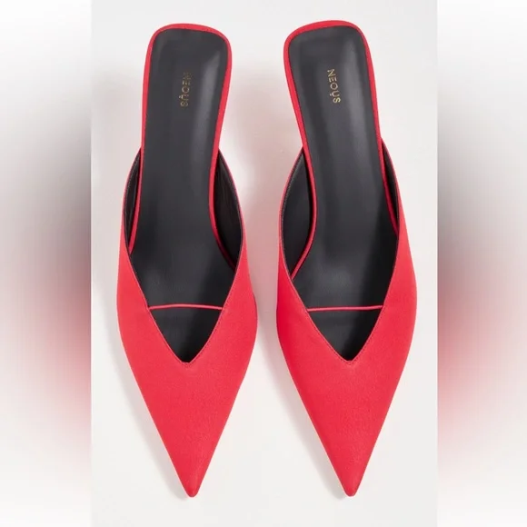 Neous Matar Mules - red satin size 7 - Brand New In Box Size IT 37 - Picture 1 of 6